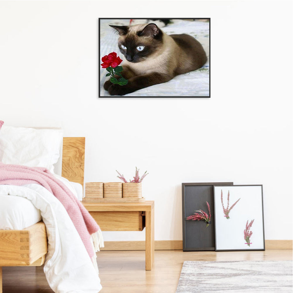 Siamese Cat 50*40CM(Canvas) Full Round Drill Diamond Painting