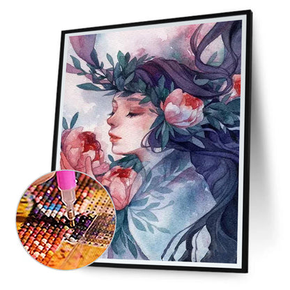 Illustration Girl - Full Round Drill Diamond Painting 50*60CM