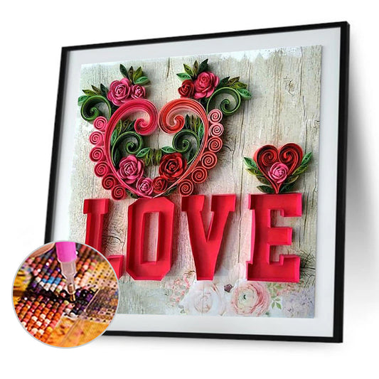 Love Calligraphy And Painting 30*30CM(Canvas) Full Square Drill Diamond Painting