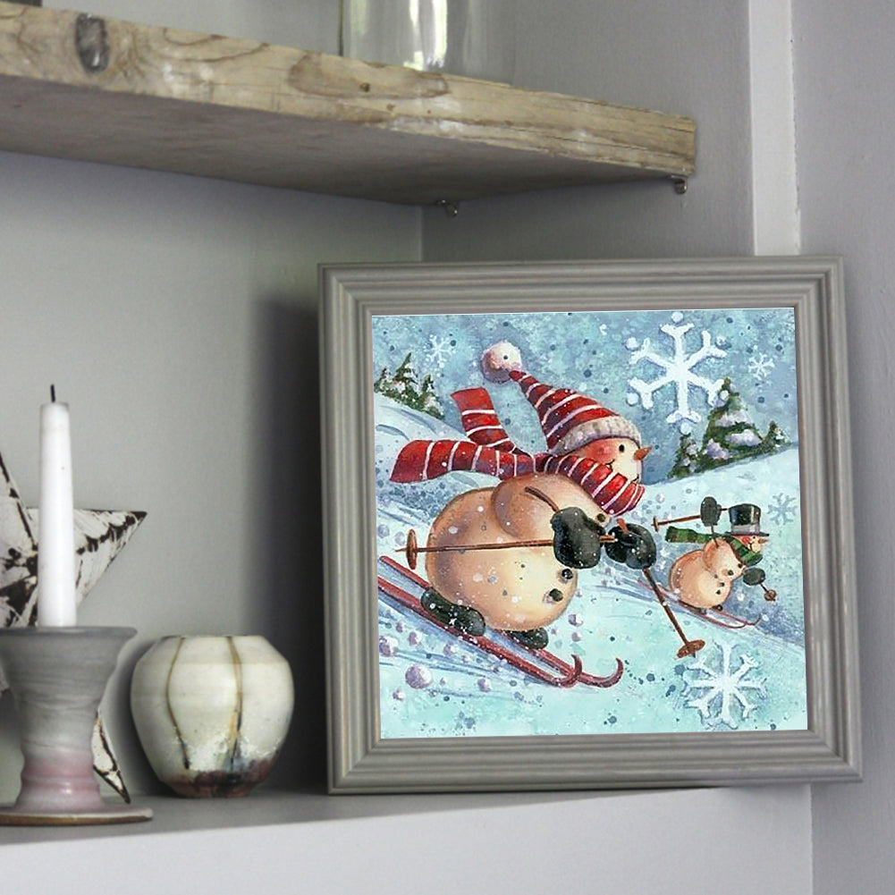 Snowman Snow Scene - Full Square Drill Diamond Painting 30*30CM