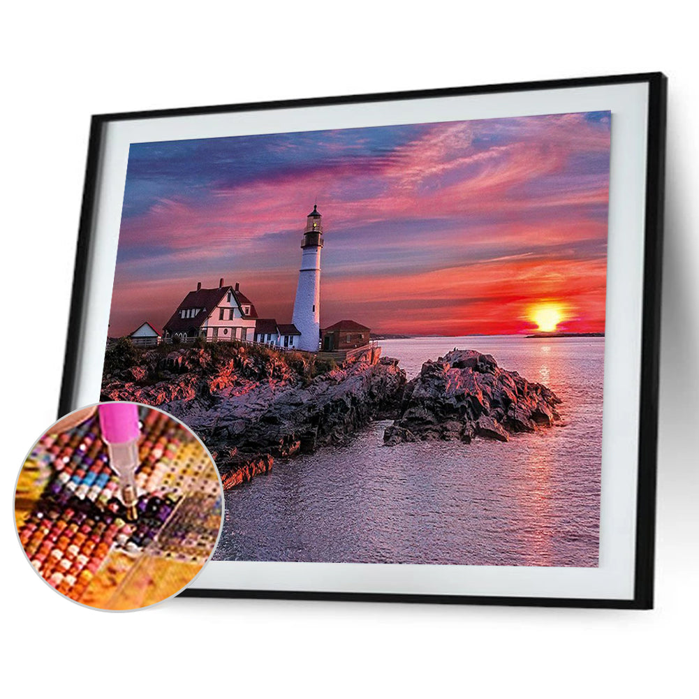 Lighthouse 40*30CM(Canvas) Full Square Drill Diamond Painting