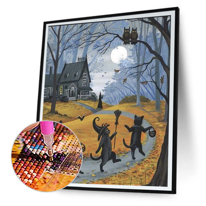 Three Black Cats 30*40CM(Canvas) Full Round Drill Diamond Painting