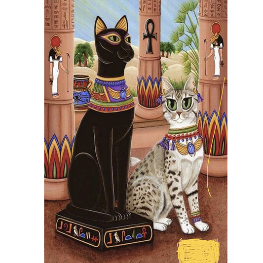 Egyptian Cat 30*40CM(Canvas) Full Round Drill Diamond Painting