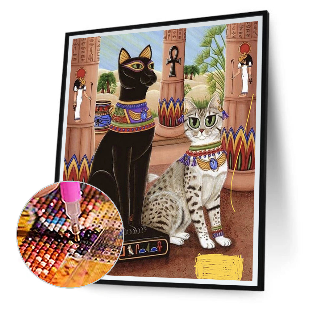 Egyptian Cat 30*40CM(Canvas) Full Round Drill Diamond Painting