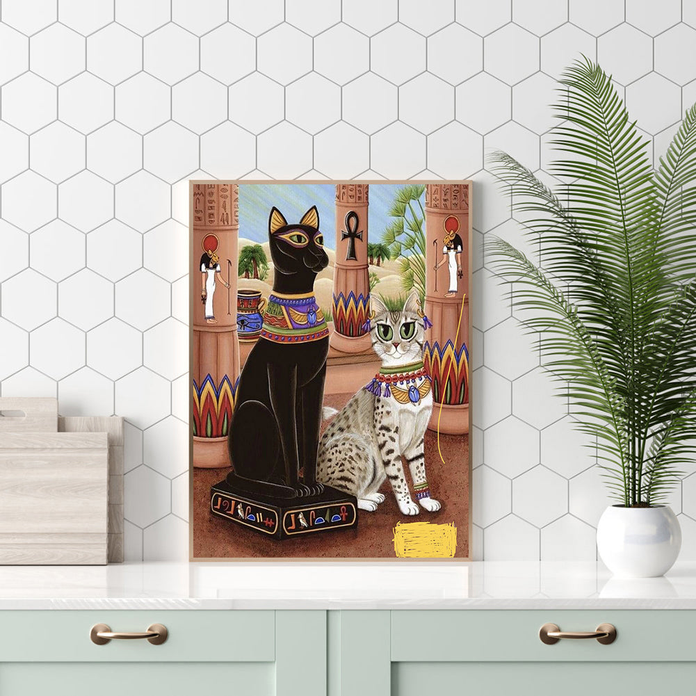 Egyptian Cat 30*40CM(Canvas) Full Round Drill Diamond Painting