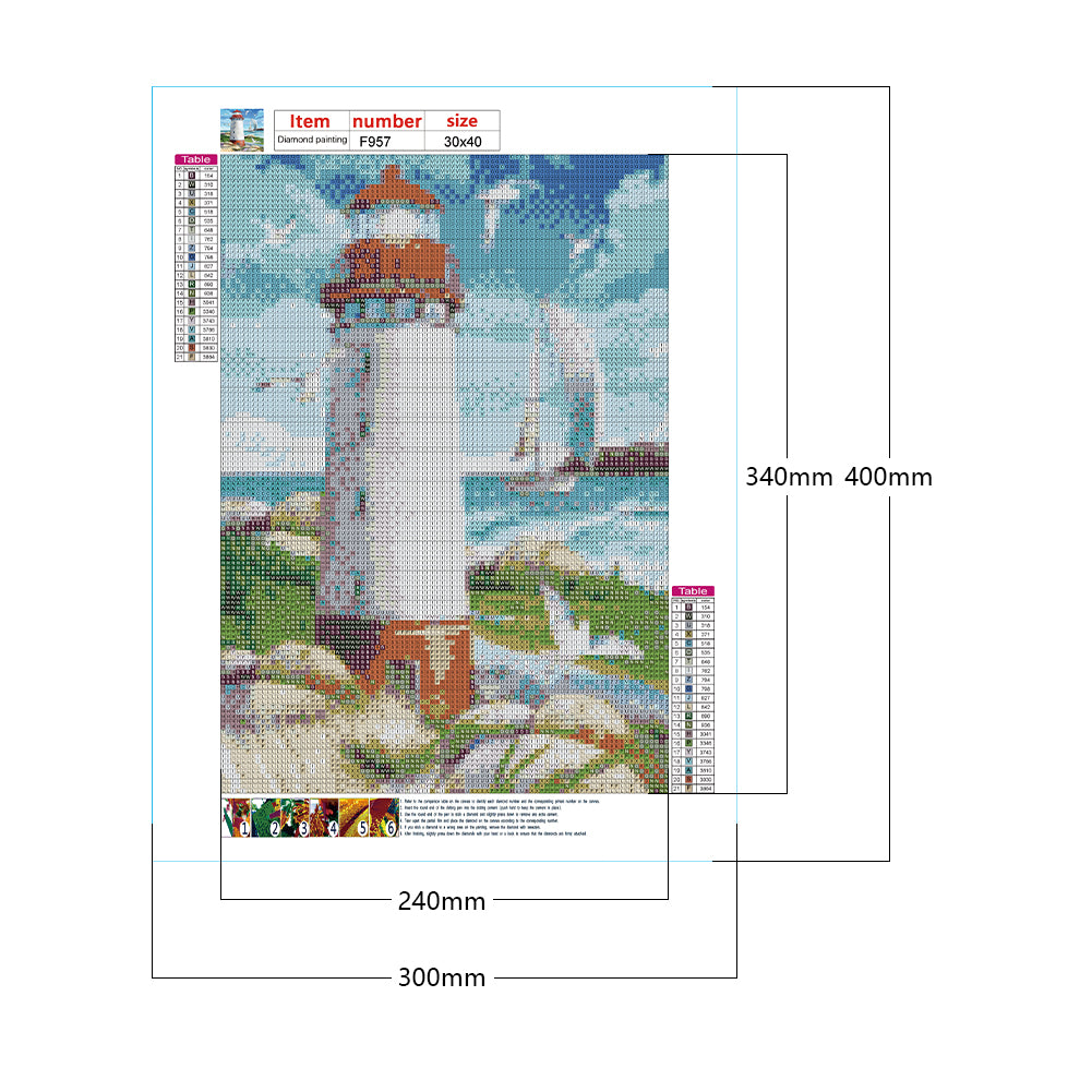 Lighthouse - Full Square Drill Diamond Painting 30*40CM