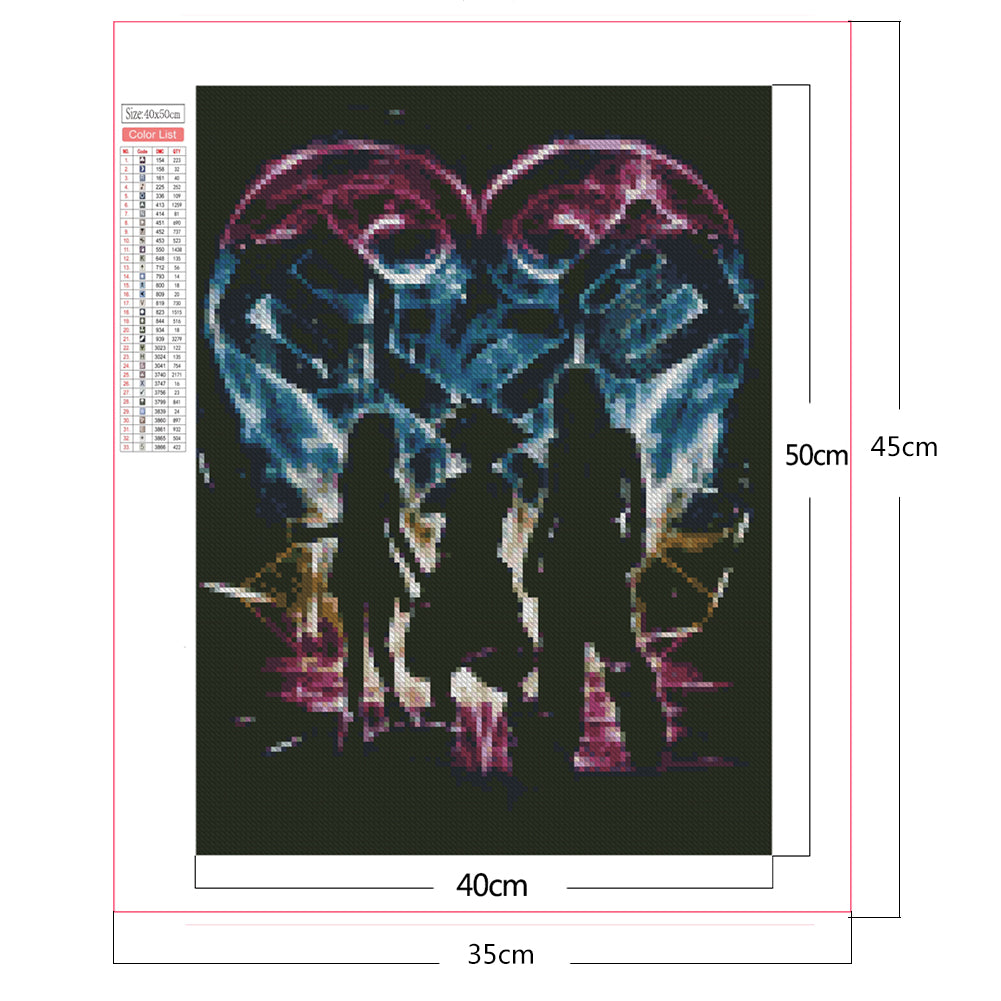 Kingdom Hearts Silhouette - Full Square Drill Diamond Painting 30*40CM