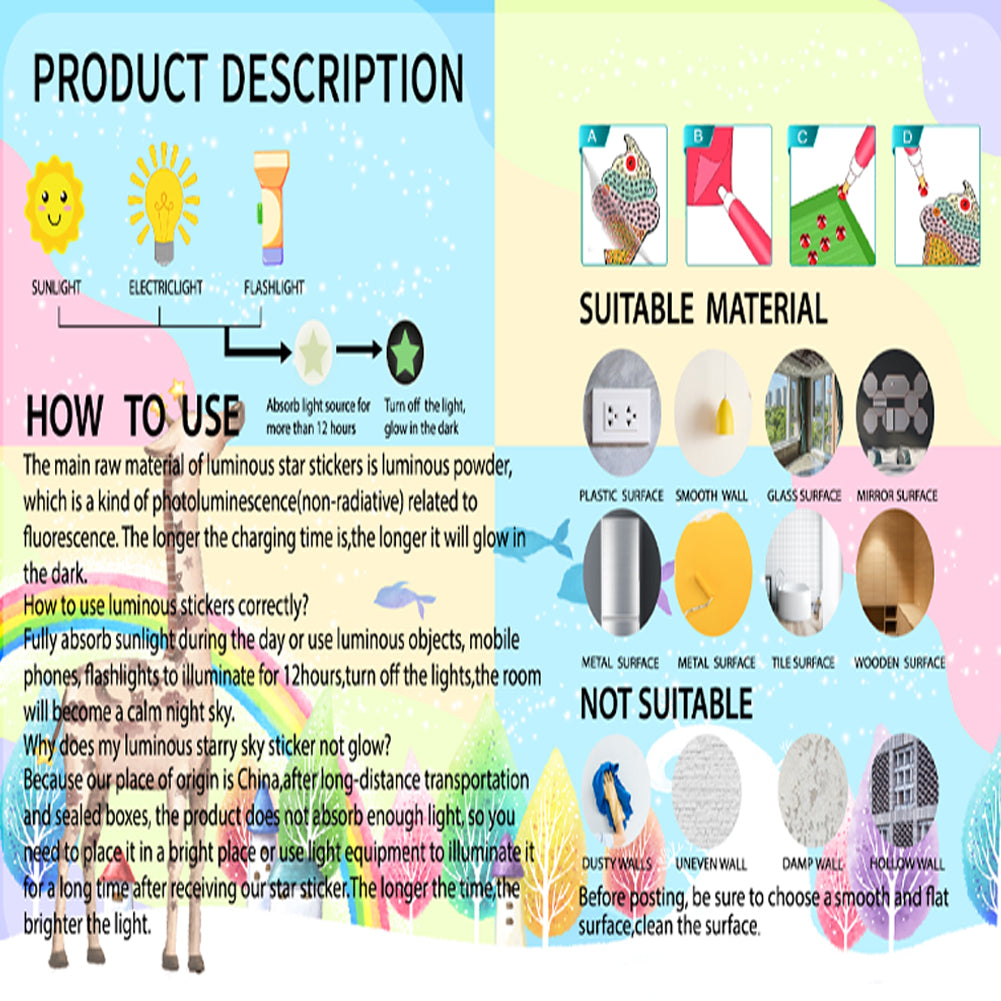 DIY Diamonds Painting Sticker Luminous Art Crafts Mosaic Stickers for Child Gift