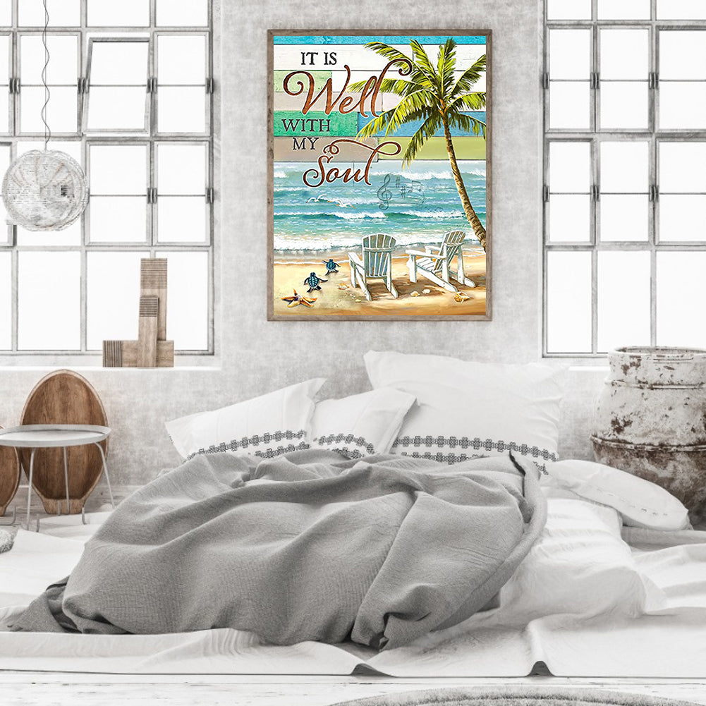 Seaside Beach Lounger - Full Round Drill Diamond Painting 30*40CM