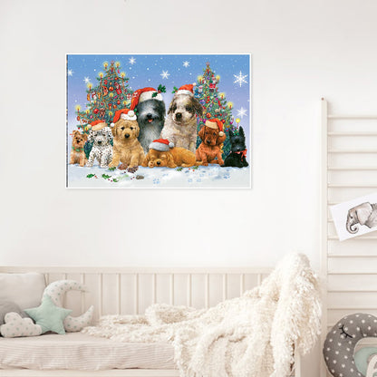 Puppy Party For Christmas - Full Round Drill Diamond Painting 50*40CM