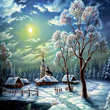 Snow Village - Full Square Drill Diamond Painting 50*50CM