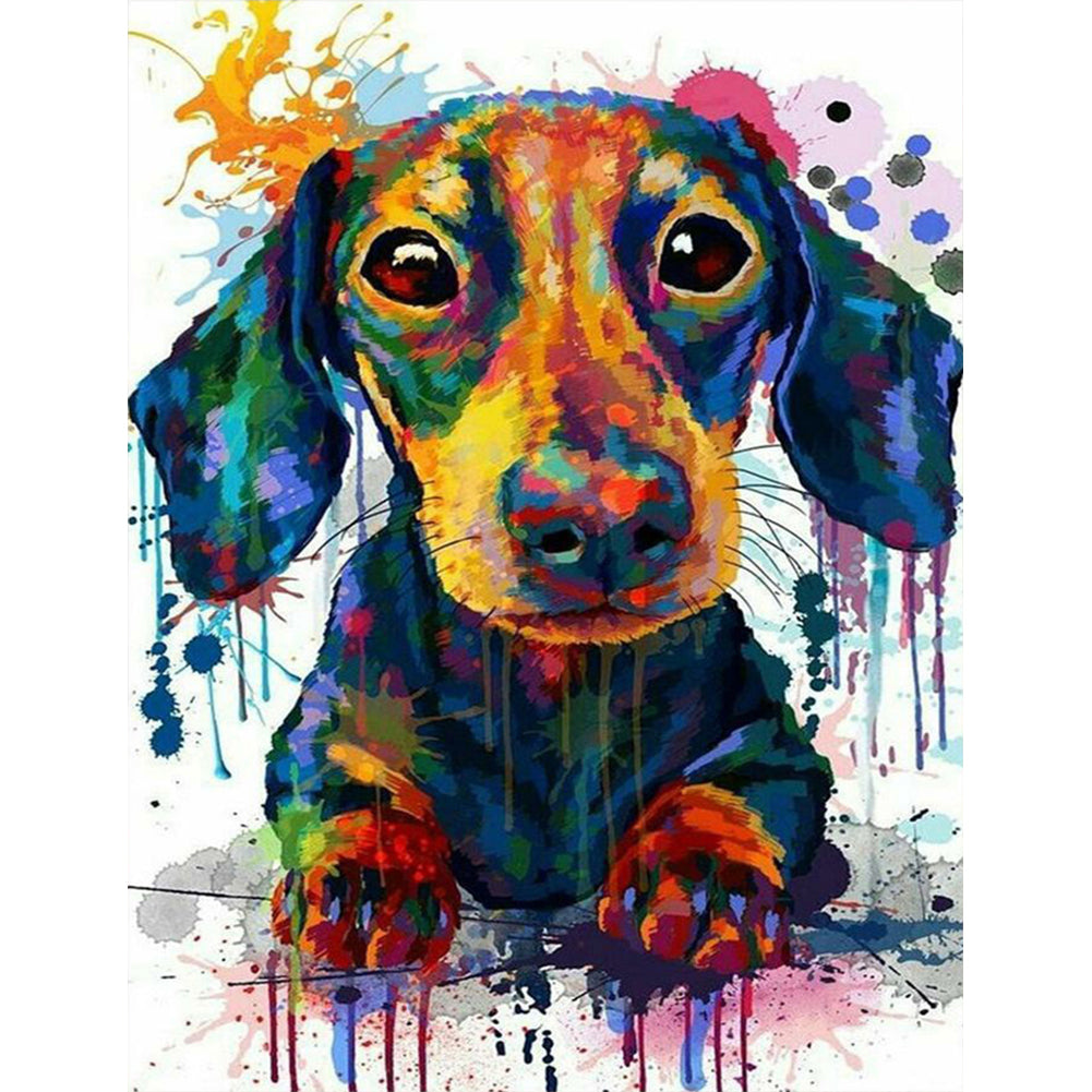 Colorful Ink Puppy - Full Round Drill Diamond Painting 40*50CM