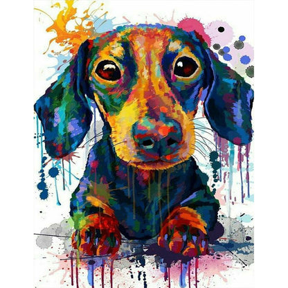 Colorful Ink Puppy - Full Round Drill Diamond Painting 40*50CM