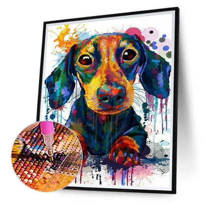 Colorful Ink Puppy - Full Round Drill Diamond Painting 40*50CM