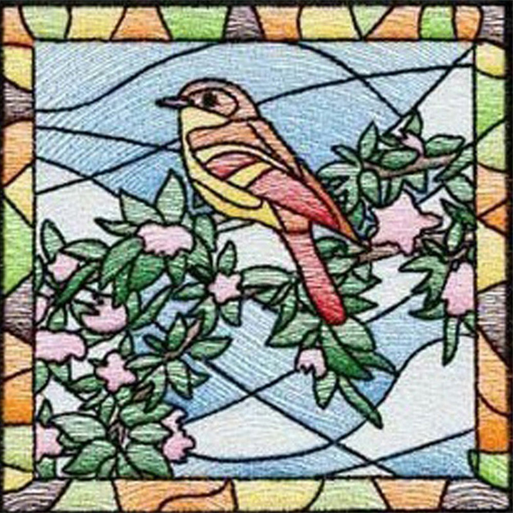 Grid Bird Embroidery Painting - Full Square Drill Diamond Painting 40*40CM