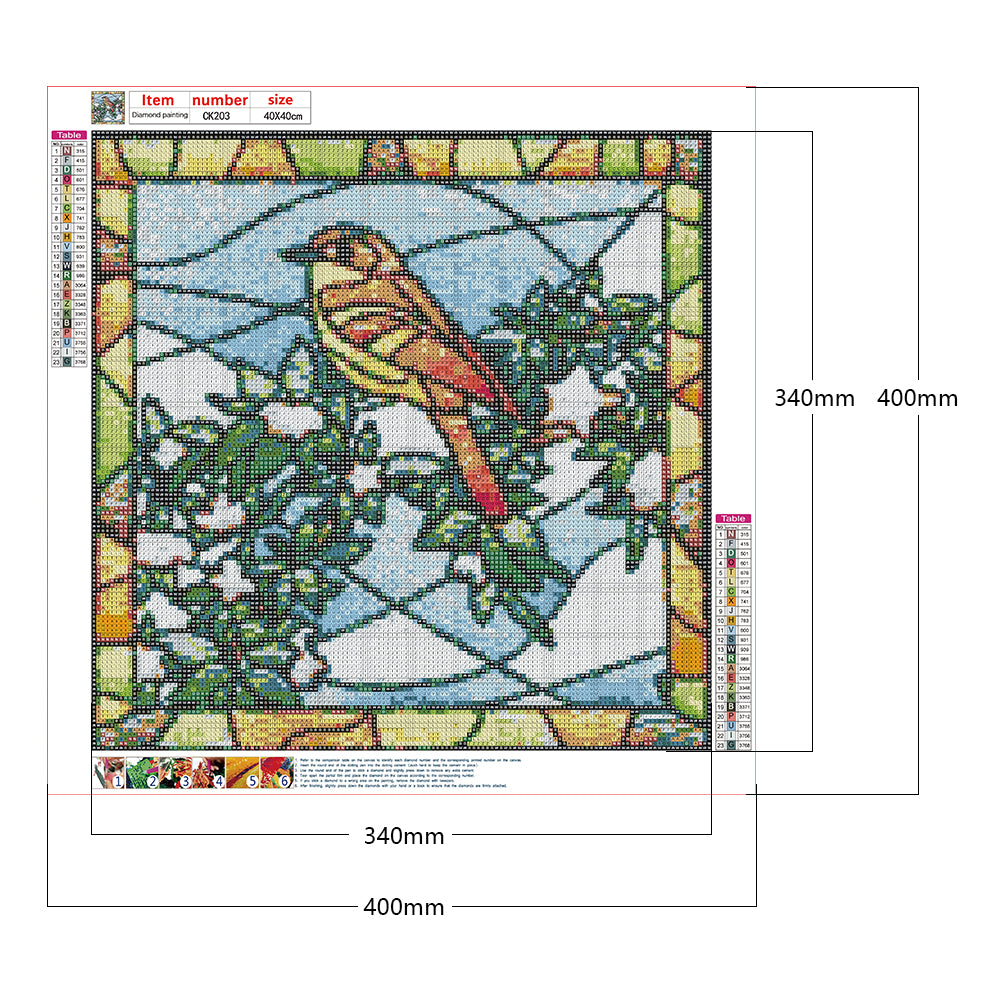 Grid Bird Embroidery Painting - Full Square Drill Diamond Painting 40*40CM