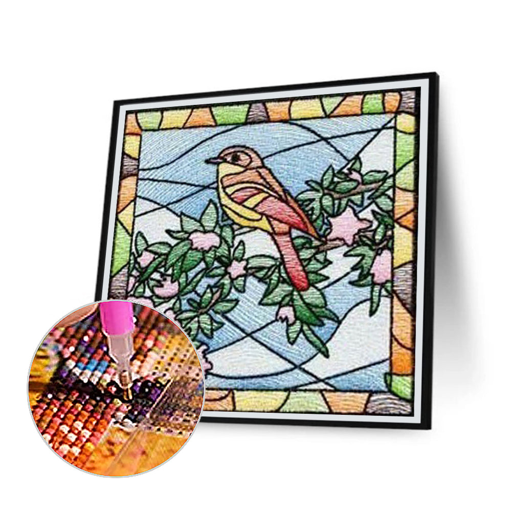 Grid Bird Embroidery Painting - Full Square Drill Diamond Painting 40*40CM