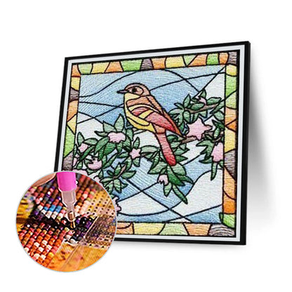 Grid Bird Embroidery Painting - Full Square Drill Diamond Painting 40*40CM