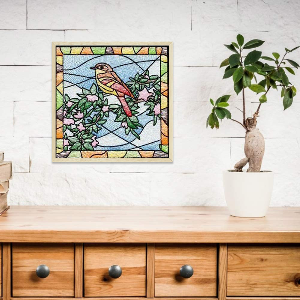 Grid Bird Embroidery Painting - Full Square Drill Diamond Painting 40*40CM