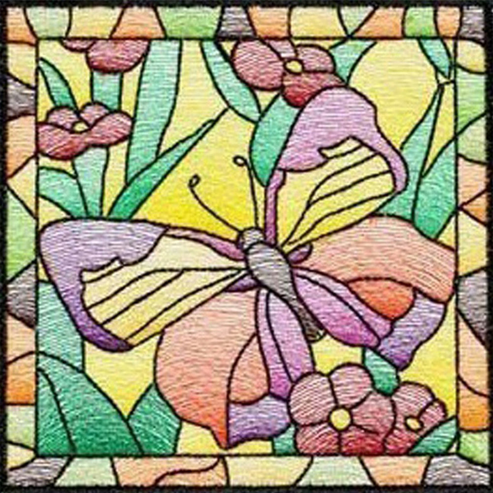 Grid Butterfly Embroidery Painting - Full Square Drill Diamond Painting 40*40CM