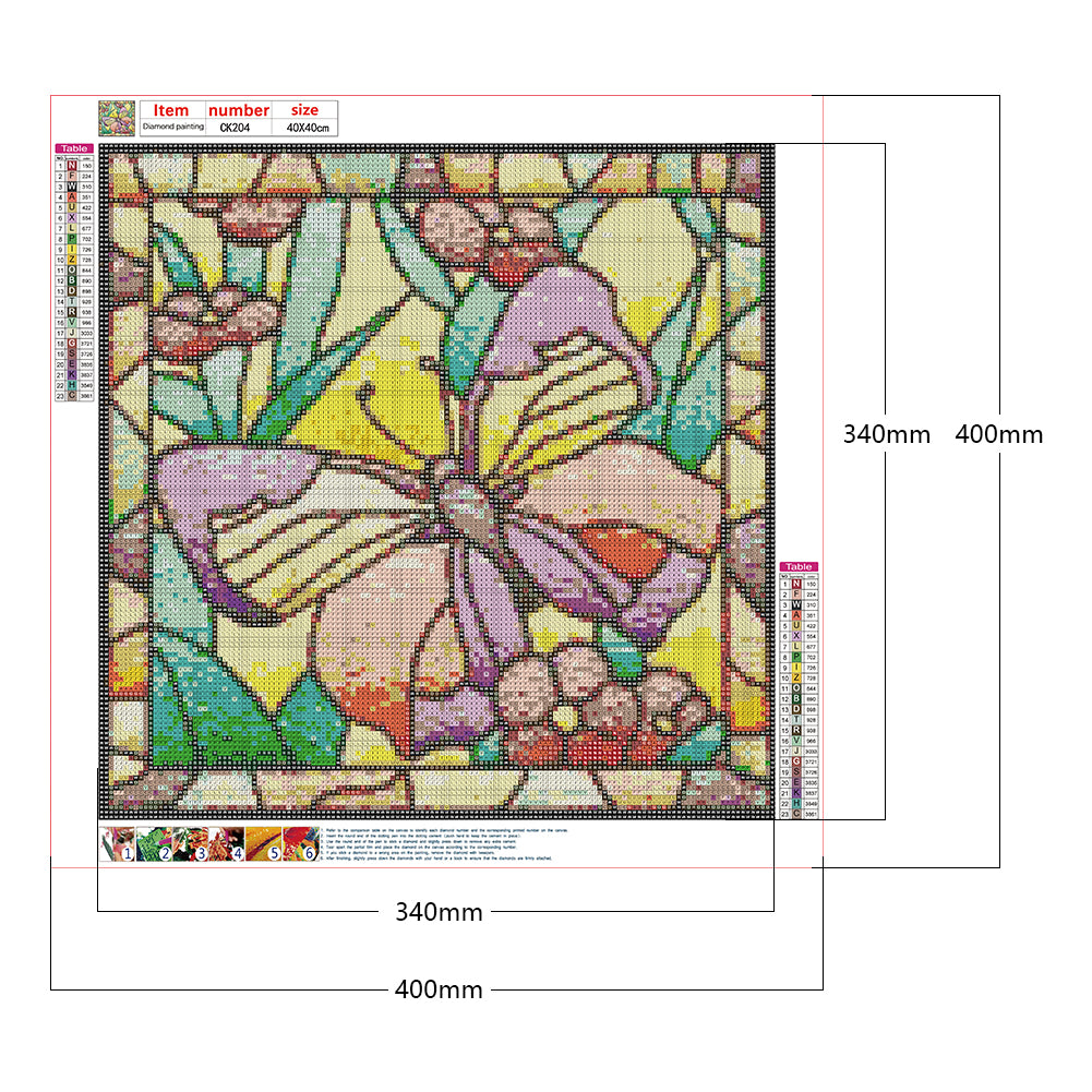 Grid Butterfly Embroidery Painting - Full Square Drill Diamond Painting 40*40CM