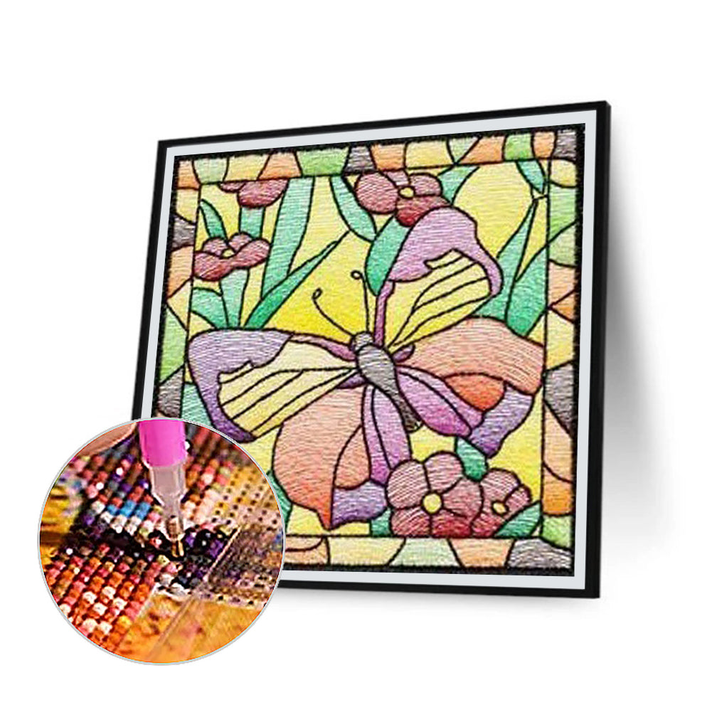 Grid Butterfly Embroidery Painting - Full Square Drill Diamond Painting 40*40CM