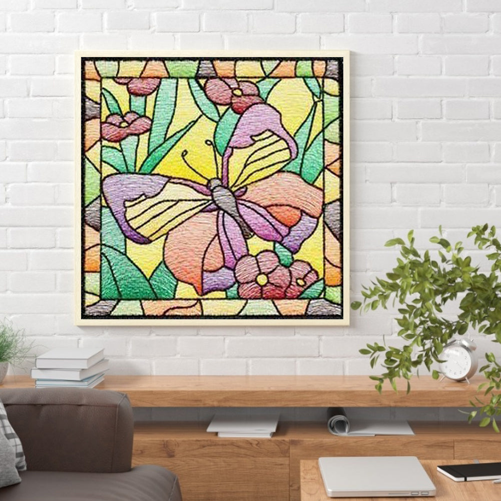 Butterfly Embroidery Painting - Full Square Drill Diamond Painting 40*40CM