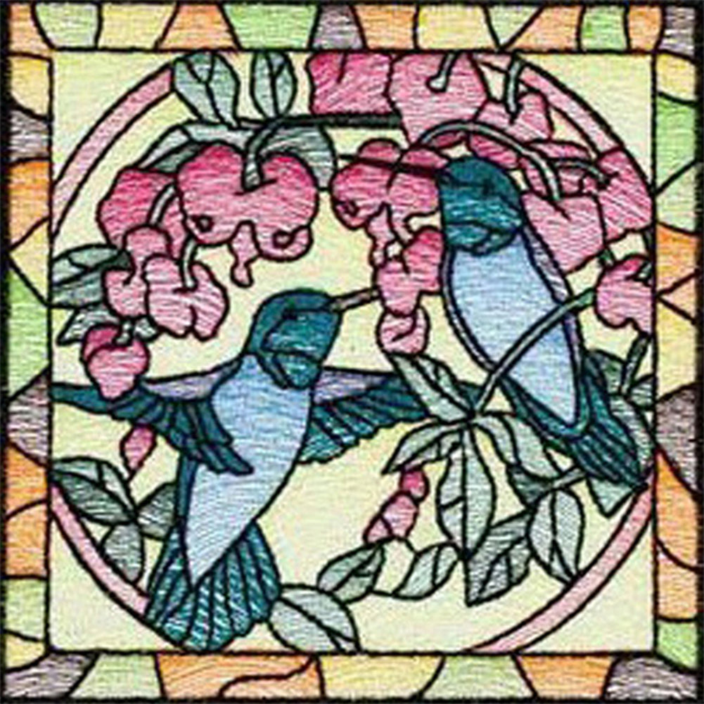 Grid Bird Embroidery Painting - Full Square Drill Diamond Painting 40*40CM