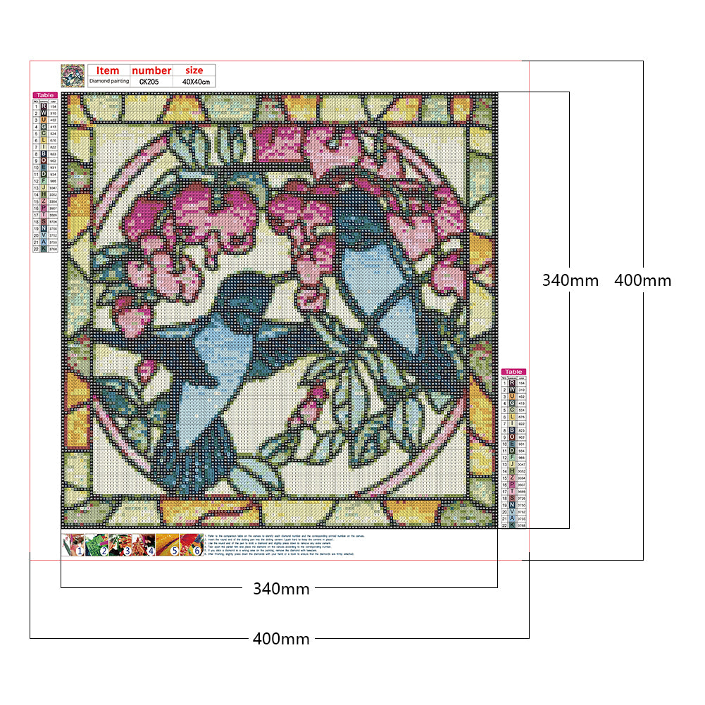 Grid Bird Embroidery Painting - Full Square Drill Diamond Painting 40*40CM