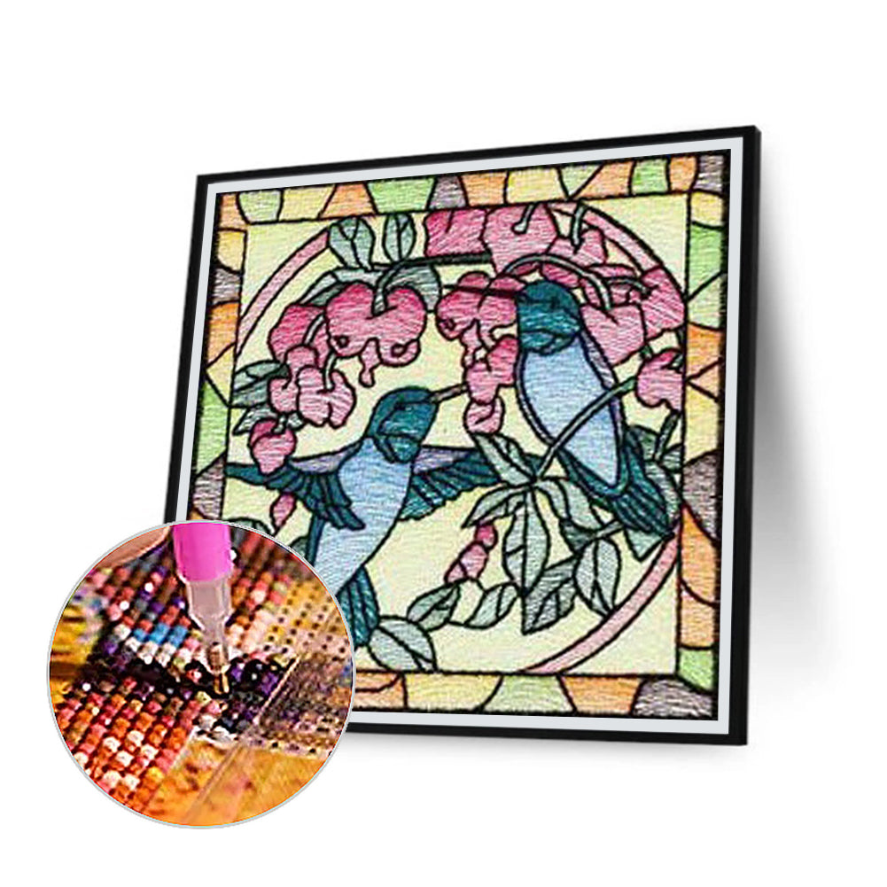Grid Bird Embroidery Painting - Full Square Drill Diamond Painting 40*40CM