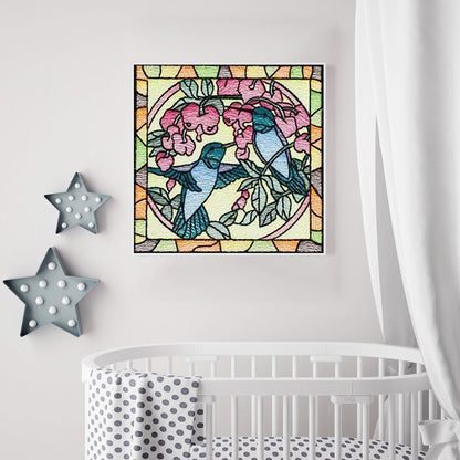 Grid Bird Embroidery Painting - Full Square Drill Diamond Painting 40*40CM