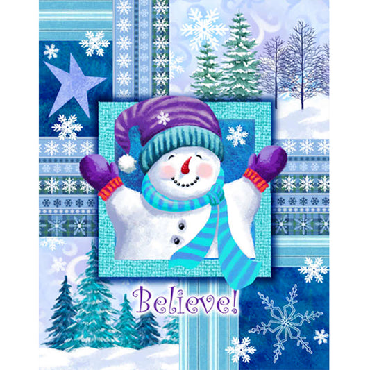 Blue Snowman - Full Round Drill Diamond Painting 30*40CM