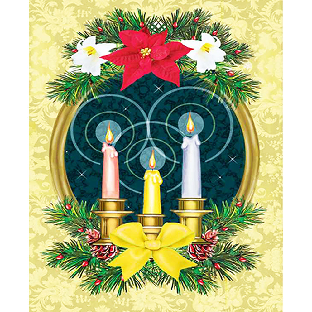 Christmas Candle - Full Round Drill Diamond Painting 30*40CM