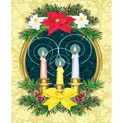 Christmas Candle - Full Round Drill Diamond Painting 30*40CM