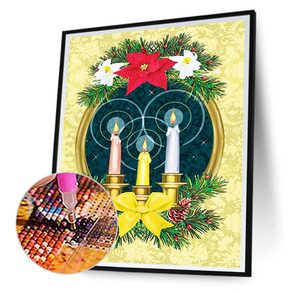 Christmas Candle - Full Round Drill Diamond Painting 30*40CM