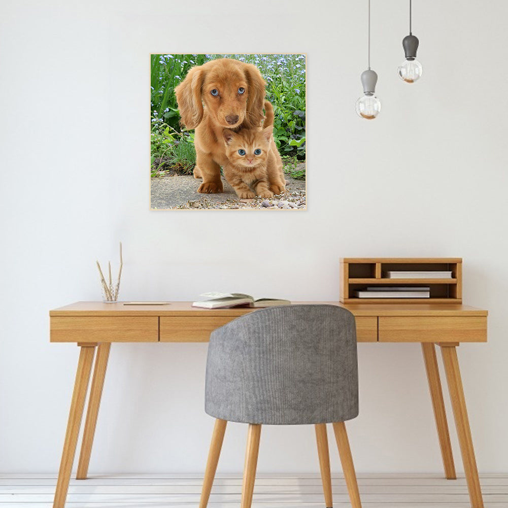 Dog And Cat - Full Square Drill Diamond Painting 30*30CM