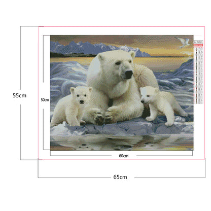 Polar Bear Family - Full Square Drill Diamond Painting 60*50CM