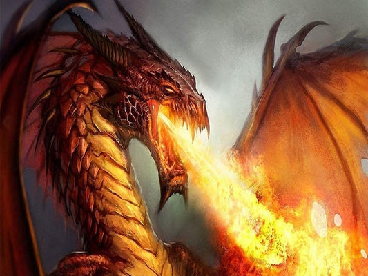 Fire Dragon - Full Round Drill Diamond Painting 80*40CM