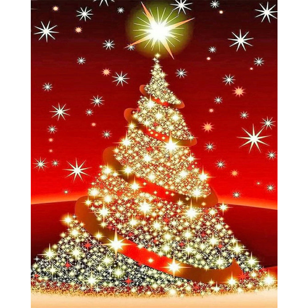 Golden Glowing Christmas Tree - Full Round Drill Diamond Painting 40*50CM