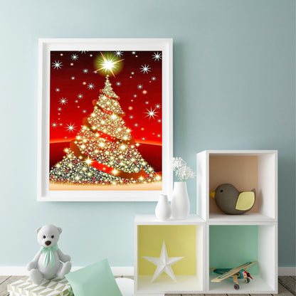 Golden Glowing Christmas Tree - Full Round Drill Diamond Painting 40*50CM