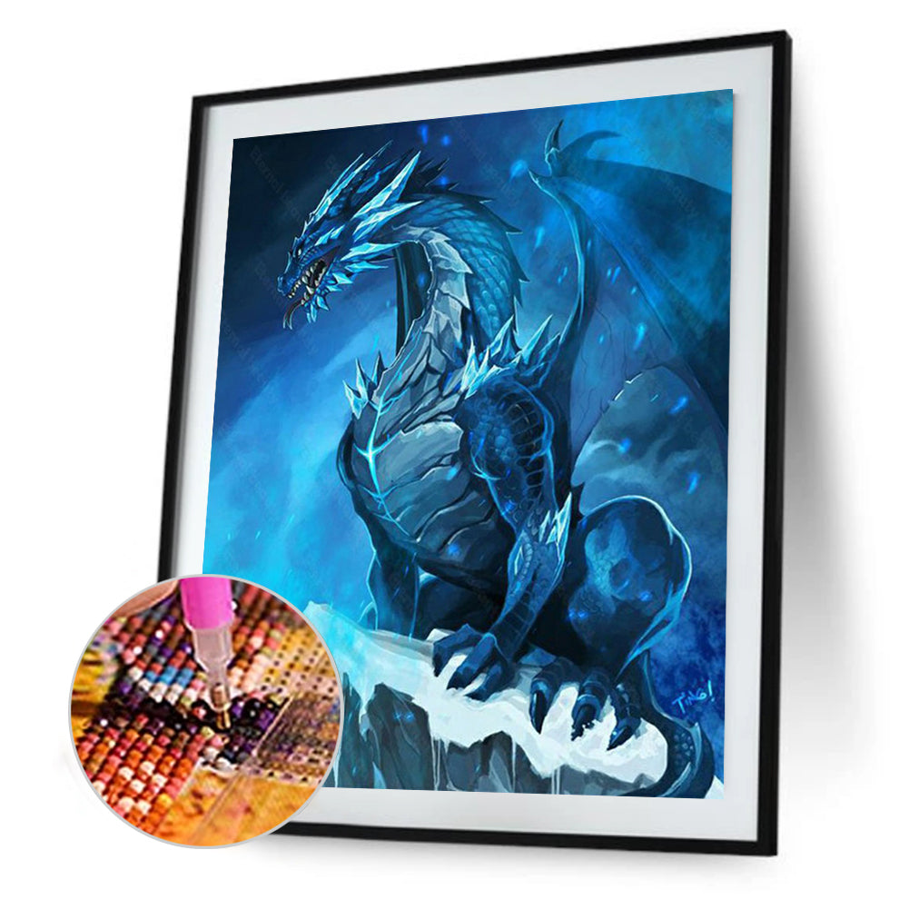 Blue Pterosaur - Full Round Drill Diamond Painting 40*50CM