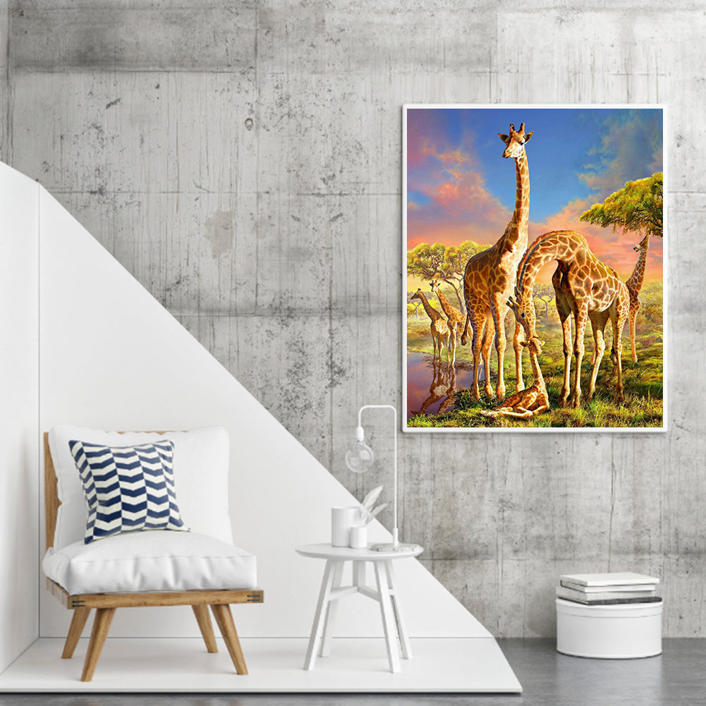 Herd Of Giraffes - Full Round Drill Diamond Painting 40*50CM