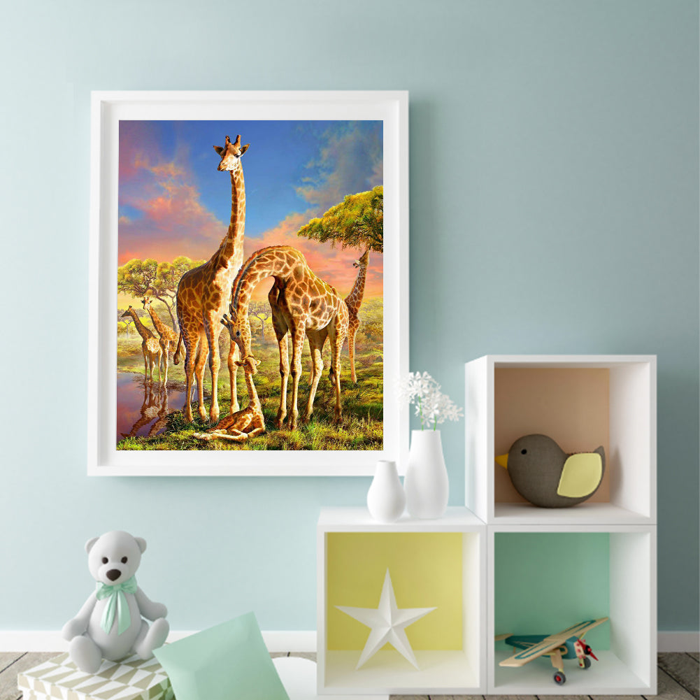 Herd Of Giraffes - Full Round Drill Diamond Painting 40*50CM