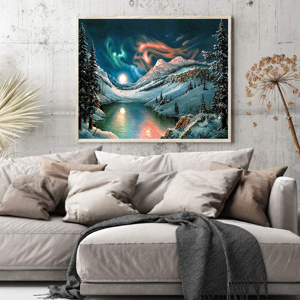 Aurora Iceberg Lake - Full Round Drill Diamond Painting 50*40CM