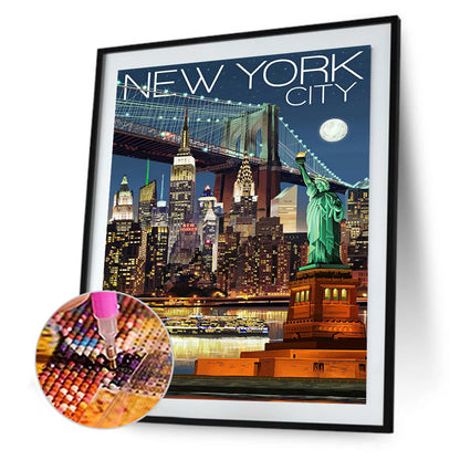 New York Night View - Full Round Drill Diamond Painting 40*50CM