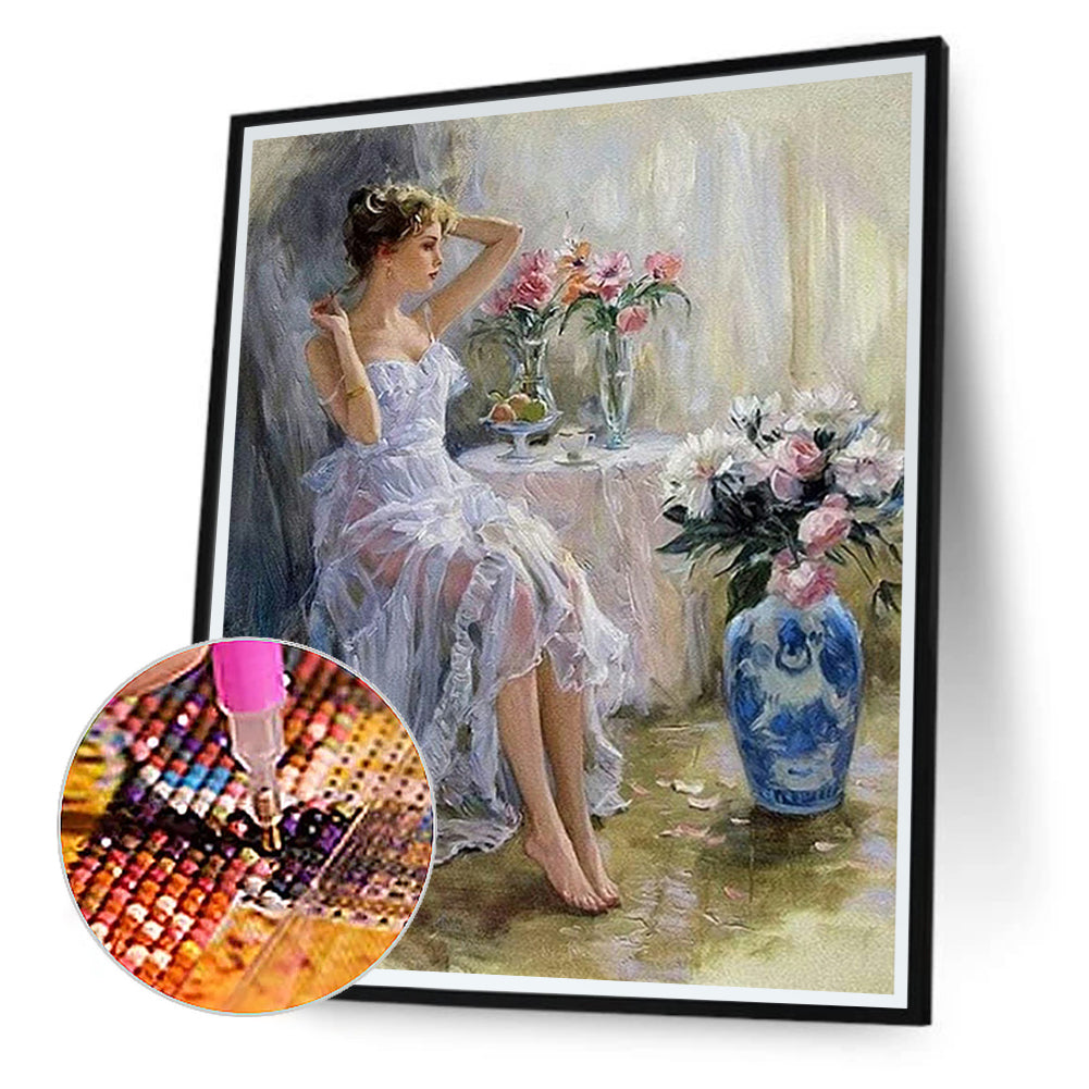 Elegant Woman - Full Round Drill Diamond Painting 40*50CM