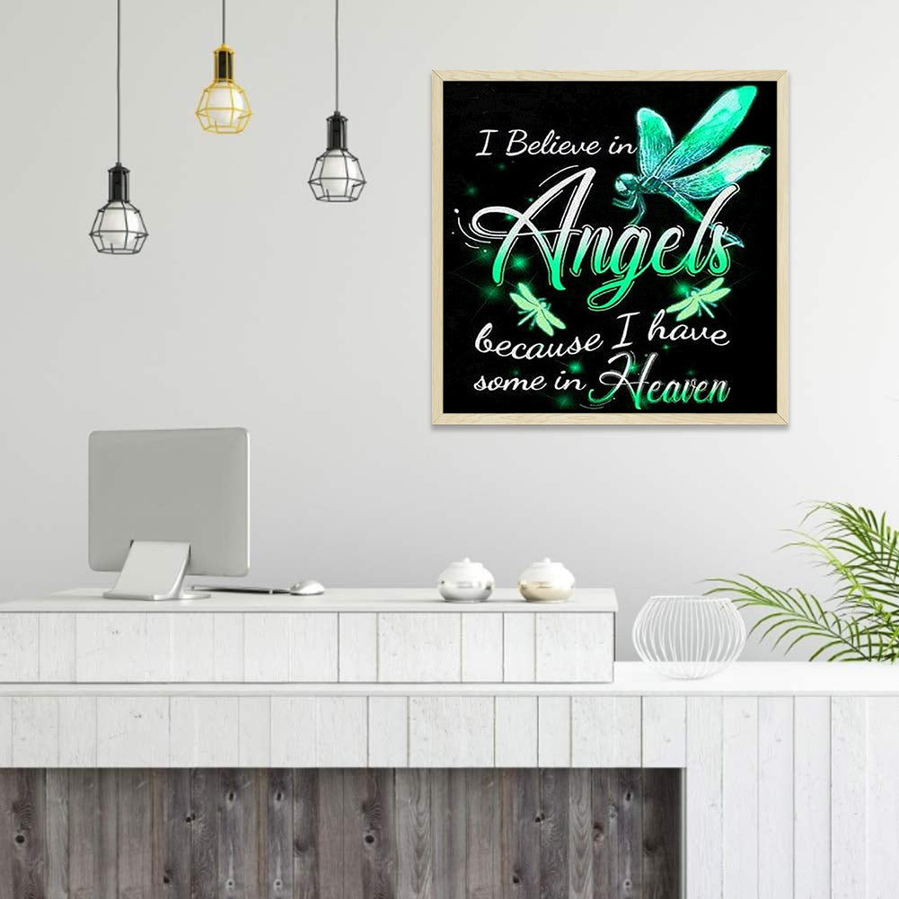 Dragonfly Calligraphy - Full Round Drill Diamond Painting 50*50CM