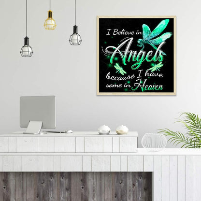 Dragonfly Calligraphy - Full Round Drill Diamond Painting 50*50CM