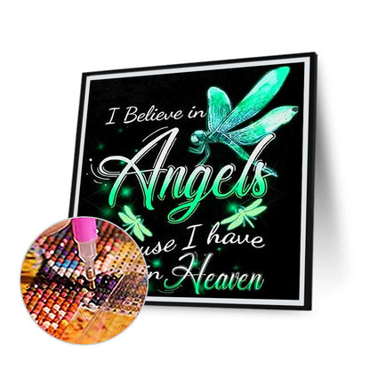 Dragonfly Calligraphy - Full Round Drill Diamond Painting 50*50CM