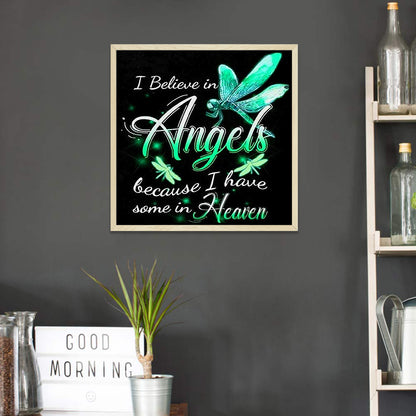Dragonfly Calligraphy - Full Round Drill Diamond Painting 50*50CM